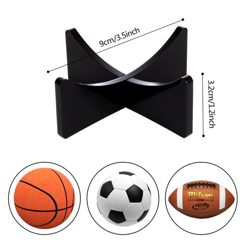 Acrylic Ball Stand Holder Display Stand for Football Basketball Soccer Ball Holder,Volleyball Rugby Ball Sports Ball Storage Rack,Trophy Autograph Memorabilia Display Cases (3.54x1.3 inch, Black)
