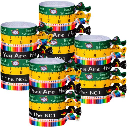32 Pieces Back to School Hair Ties No Crease Ribbon Hair Ties Ribbon Bands Elastic Ponytail Holder for Student Teacher Appreciation Gift