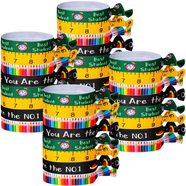 32 Pieces Back to School Hair Ties No Crease Ribbon Hair Ties Ribbon Bands Elastic Ponytail Holder for Student Teacher Appreciation Gift