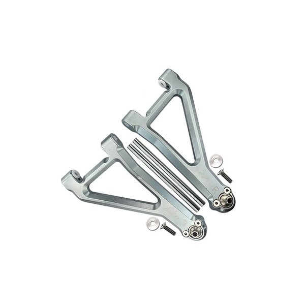 GPM for Traxxas Unlimited Desert Racer 4X4 (#85076-4) Upgrade Parts Aluminum Front Upper Suspension Arm - 8Pc Set Silver