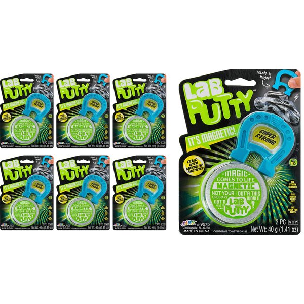 JA-RU Lab Putty Magnetic Slime with Magnet & Tin Container (6 Units) Squishy Fidget Toy Magnetic Putty for Kids. Non Sticky Slime. Anger Management Toys. Sensory Party Favors. 9575-6p