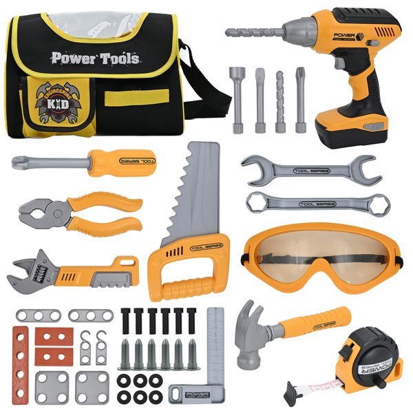HYRENEE Kids Tool Set for Boys,Toddler Tool Set with Kids Tool Bag & Electronic Toy Drill,Construction Pretend Play Tools for Kids ,Toys for 3 4 5 Year Old Boys,Toddler Boy Toys