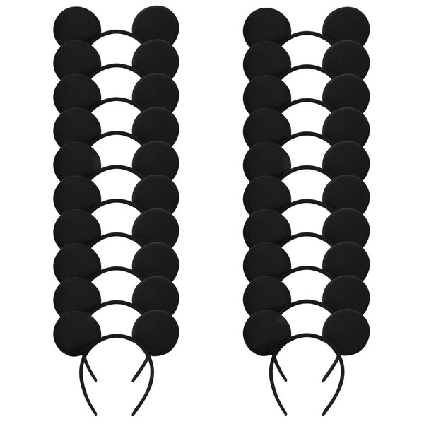 NEWTGAN 20 PCS Mouse Ears Headbands for Birthday Party Theme Park Costume Play Celebration for Boys and Girls (3color) (black)
