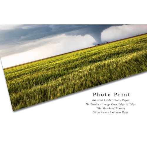 Storm Photography Print (Not Framed) Picture of Tornado Passing Behind Farmhouse and Wheat Field in Kansas Thunderstorm Wall Art Nature Decor (4" x 6")