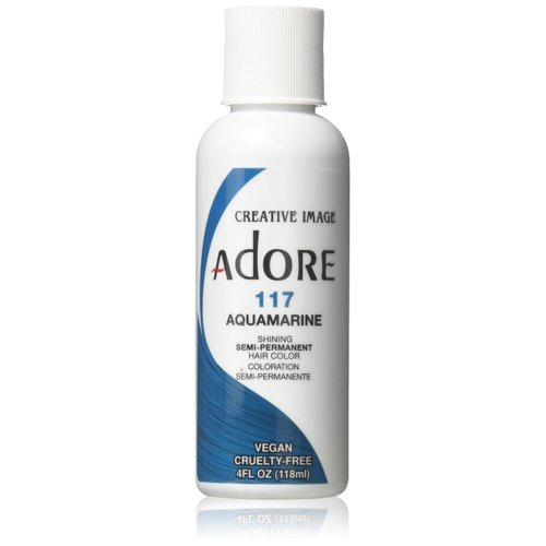 Adore Semi Permanent Hair Color - Vegan and Cruelty-Free Hair Dye - 4 Fl Oz - 117 Aquamarine (Pack of 1)