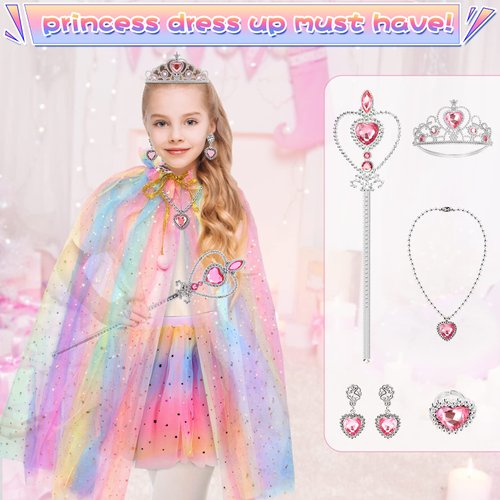 BesJonie Princess Dresses for Girls 4-6,Princess Dress Up Clothes Cape Skirt Toys for Girls,Easter Birthday Gift for Girl 3-6