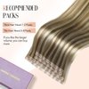 Hanne Fashion Human Hair Extensions Micro Ring PU Hair Extensions Glueless Remy Human Hair Extensions with Holes Highlight Blonde 9A/P60 Invisible Tape in Hair Extensions for Women (35g 4Pcs,18 Inch)