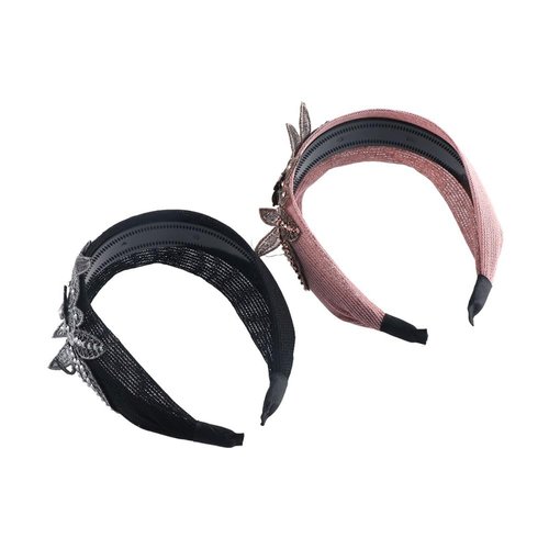 2Pcs Vintage Wide Side Hairbands,Lace Floral Hair Band Sweet Flower Hair Hoop Temperament Non Slip Headband Headwear Hair Accessories for Women Girls