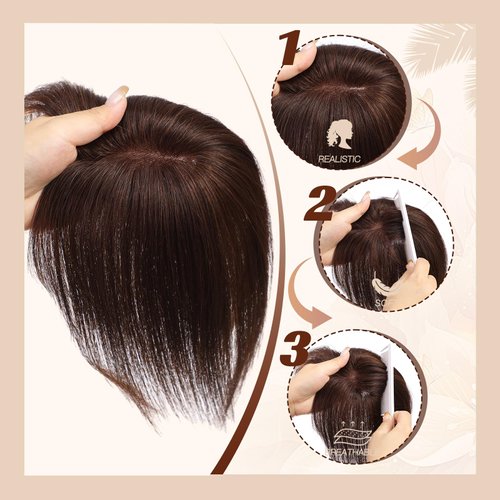 starluck Hair Toppers for Women,Hair Loss Cover with Bangs,Hair Extensions for Thinning Hair, Real Human Hair 130% Density 10inch