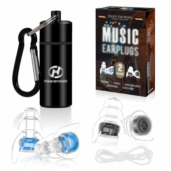 Hearprotek 2 Pairs High Fidelity Concert Ear Plugs, Silicone Reusable Noise Reduction Musicians Earplugs,Hearing Protection for Loud Music,Concerts,Rave,Festival,DJ’s,Nightclub,Party (23dB & 26dB)