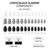MUZMAK Reusable NJeans Press on Nails | 36 Fake Nails Kit with Checkered Nails Almond Designs | Glue On Nails for Women Gift with K-POP Style