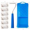 Mister Rui Paint Roller Kit, 8 Pack, 2 Inch Microfiber Paint Roller Covers (3/8" Nap), Small Paint Rollers with Tray and Roller Frame, Mini Rollers for Painting, Paint Supplies for House Painting