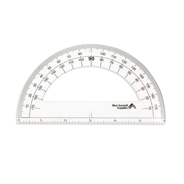 Blue Summit Supplies 30 Clear Plastic Protractors, 6 Inch, 180 Degrees, Classroom Set of Kids Protractor Rulers for Geometry and School Use, 30 Pack