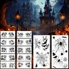 Hotoyannia 12 Sheets Halloween Face Temporary Tattoos Stickers, Halloween Face Fake Tattoos Spider Web Bat Eyeliner Eye Shadow Tattoos Halloween Makeup Kit For Women Girls Halloween Masquerade Party