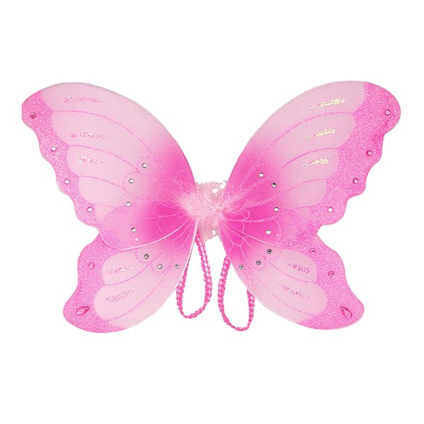 Mozlly Butterfly Wings - 2 Layer Butterfly Fairy Wings Costume for Kids, Halloween Butterfly Wings Costume Accessory, Cute Fairy Dress Up Wings for Pretend Play, Cosplay - One Size, 14 Inches