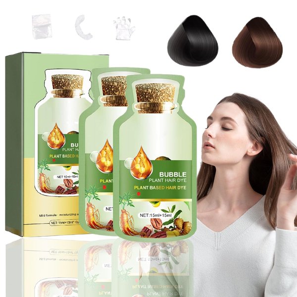 Zhnnt Natural Plant Hair Dye,New Botanical Bubble Hair Dye 30ml10packs/Box,Natural Plant Hair Shampoo Dye For Grey Hair Coverage，Women And Men (Chestnut Brown)
