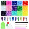 9000pcs Flatback Rhinestones, ZYNERY 15 Mixed Color Flat Back Gems Round Shape Crystals Rhinestones for Crafts Nail Face Art Shoes Diamond Painting with Storage Box/Tweezers/Drill Pen (4mm)