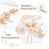 Foryysa Bridal Wedding Hair Pins for Women Rose Gold Rhinestone Pearl Vine Headpiece Elegant Flower Leave Handmade Headwear Sparkly Design