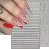 3D Silver Glitter French Nail Sticker, 8 Sheets Heart Butterfly Star Nail Stickers for Women Stripe Wave Lines Nail Art Stickers Swirl Line Nail Decals Reflective French Nails Stickers Nail Supplies
