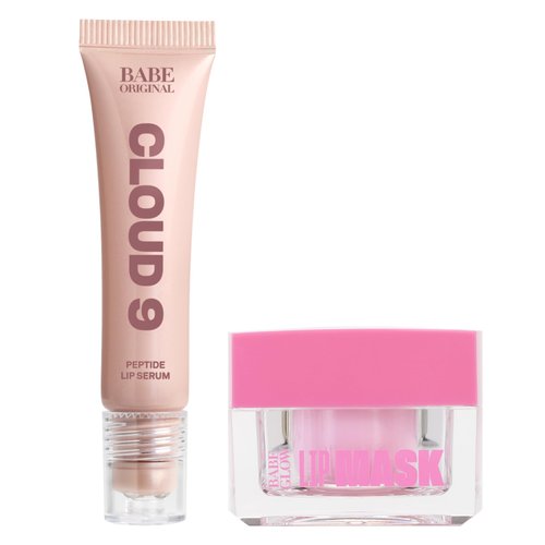 BABE ORIGINAL Cloud 9 Peptide Lip Serum and Babe Lip Mask Daily Lip Treatment with Cloudberry Oil, Hyaluronic Acid for Dryness & Fine Lines | Smoothing & Hydrating Lip Moisturizer Bundle