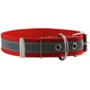 Cotton Web/Leather Reflective Dog Collar 20" Long 1" Wide Fits 14"-18" Neck, Boxer, Retriever