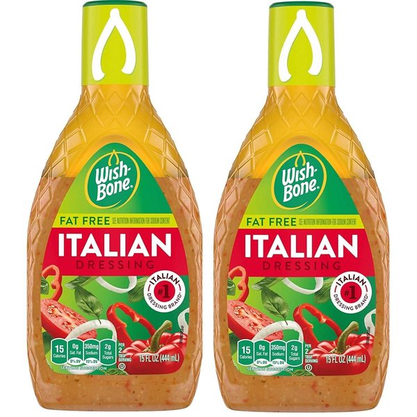 Wish-Bone FAT-FREE Italian Dressing (Pack of 2) 15 Ounce Bottles
