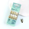 24Pcs Gold Chrome Metal Press on Nails Glossy Shine False Nails Gel Glue on Nails Sparkly Mirror Medium Almond Manicure Art Acrylic Fake Nails Stick on Nails with Chrome Design for Coquette Women