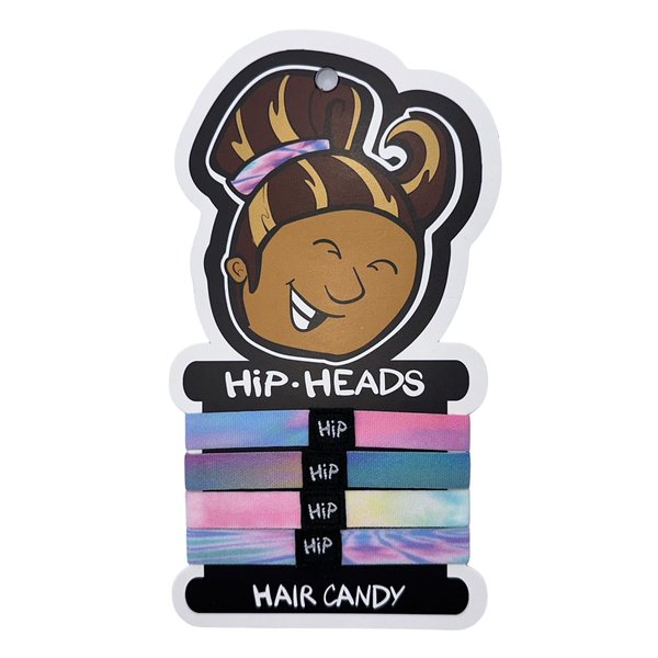 Hip Heads Performance Hair Tie Fashion Bracelets All Hair Types & Ages, Ponytail, Adults, Kids - Sports, Outdoor, Durable, Strong - No Damage - Stylish, Trendy, Patterns - 4 Pack (Hair Candy)