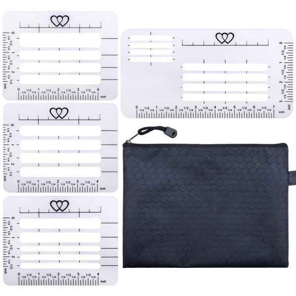 JANYUN 4 Style Envelope Addressing Guide Stencil, Templates Ruler Guide Straight Spacing Line Thank You Card for Mother's Day Valentine's Day Scrapbooking Template Journal Lettering Writing