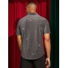 Verdusa Men's Glitter Button Down Shirt Short Sleeve Tops Silver XL