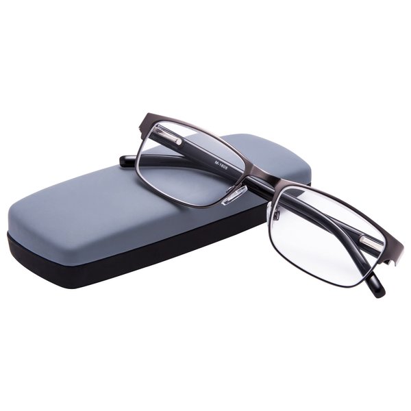 EYEGUARD Readers Metal Deluxe Rectangular Reading Glasses for Men 4.00