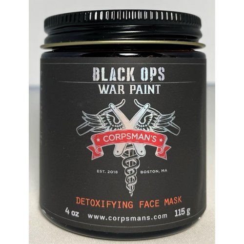 Corpsman's BLACK OPS WAR PAINT | Detoxifying Face Mask | 4 ounce glass jar