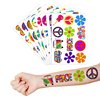 8 Sheets (96PCS) 60s Temporary Tattoos Theme Tie Dye Hippie Birthday Party Decorations Favors Supplies Stickers For Adults Kids Gifts Classroom School Prizes Rewards