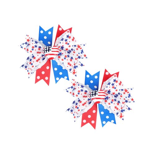 4th of July Bow Hair Clips American Flag Barrette Hair Bow Patriotic Stars and Stripes Hairgrips Baby Girls Women Hair Accessories for Independence Day Memorial Day.(FJ49) (A)