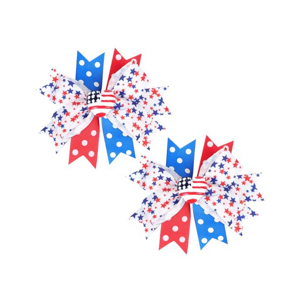 4th of July Bow Hair Clips American Flag Barrette Hair Bow Patriotic Stars and Stripes Hairgrips Baby Girls Women Hair Accessories for Independence Day Memorial Day.(FJ49) (A)