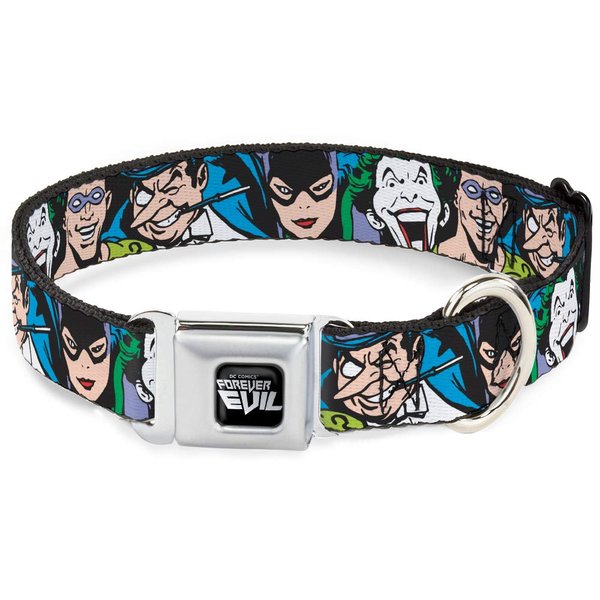 Buckle-Down Seatbelt Buckle Dog Collar - Justice League Villains CLOSE-UP - 1.5" Wide - Fits 16-23" Neck - Medium
