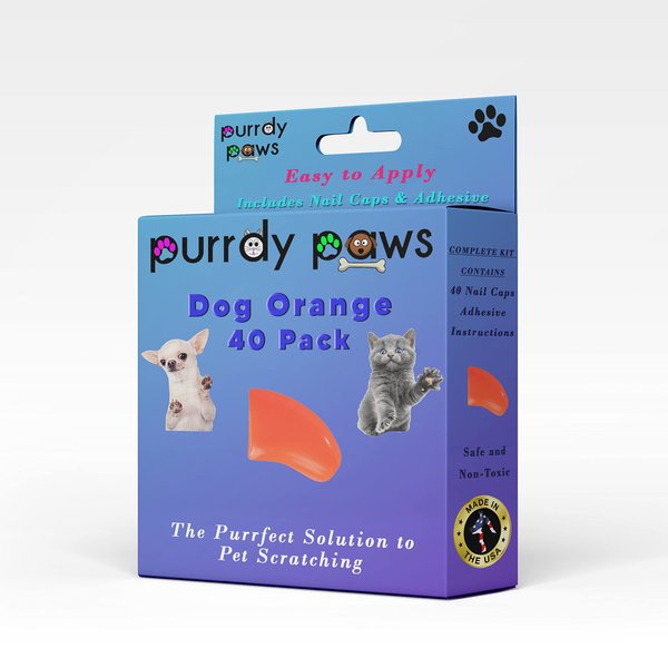 Purrdy Paws 40 Pack Soft Nail Caps for Dog Claws Orange Medium