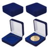 FINGERINSPIRE 4 Pcs 50mm Midnight Blue Velvet Challenge Coin Storage Gift Box 2.58x2.58x1.4 Square Badge Presentation Display Box Single School Emblem Badge Display Holder Medal Storage Case