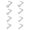 Lucktree 8PCS Nose Studs, Surgical Steel Nose Stud 20 Gauge, Nose Piercing, L Shaped Body Jewelry for Women Men Girls, Silver, CZ Diamond 1.5mm 2mm 2.5mm 3mm