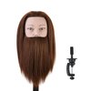 Male Mannequin Head 100% Human Hair Training Head 14 Inch Barber Mannequin Head Manikin Cosmetology Doll Head for Hair Styling and Practice with Wig Clamp Stand (with Beard,Brown)