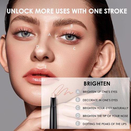 AKARY Glitter Matte Eyeliner Lying Silkworm Pen, Dual-ended Eyeshadow Liner Pencil, Face Highlighter Makeup Long lasting Waterproof Matte Liquid Silkworm Eyeliner Pen, 02 Matte Peach Pink + Pink Brown