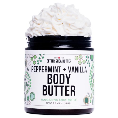 Better Shea Butter Whipped Body Butter for Women - PEPPERMINT VANILLA Body Lotion - Whipped Body Cream for Dry Skin - Paraben-Free, Non-Greasy Body Cream - Vanilla Peppermint Body Butter 8 oz