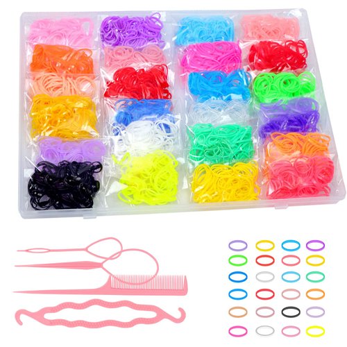 GoClimber 24 Colors 1500 Pcs Hair Rubber Bands for Little Girls with Organizer Box Colorful Mini Baby Elastic Hair Ties Set 4 Styling Tools Tiny Hair Accessories Ideal Gift for Toddler, Kids