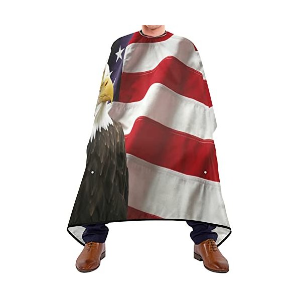 American Flag With Eagle Barber Cape Professional Salon Cape Haircut Apron Hair Cut Cape Waterproof, 55"x65"