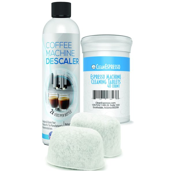 CleanEspresso Breville Compatible Espresso Cleaning Kit - 40 Cleaning Tablets + 2 Espresso Machine Water Filters + 2-Use Descaler - Espresso Machine Maintenance Kit for Breville