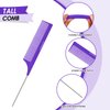 precious harvest Three-piece Hair Styling Rat Tail Comb Hair Brush Set,Double Sided Edge Brush for Edge & Back Brushing,Nylon Teasing Hair Brush with, Slicking Hair for Women Girls (Purple)