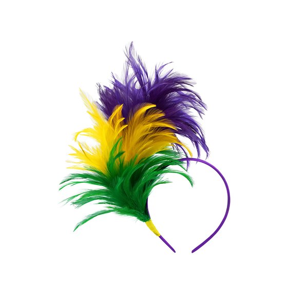 Nicky Bigs Novelties Mardi Gras Feather Headpiece - Lightweight Comfortable Feather Headband - 1920's Flapper Mardi Gras Headbands - Parade Cosplay Halloween Costume Accessory, Mardi Gras, One Size