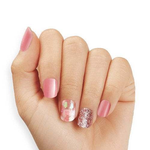 Dashing Diva Magic Press Nails - Pink Passion | Short, Square Shaped Press On Nails | Long Lasting Stick On Gel Nails | Lasts Up to 7 Days | Contains 30 Stick On Nails, 1 Prep Pad, 1 File