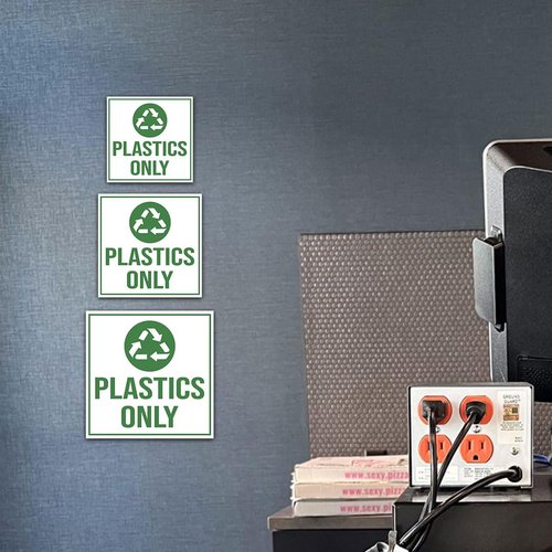 Square Plus Plastics Only Wall or Door Sign | Eco-Friendly Recycling - Medium
