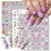 8 Sheets Easter Nail Art Stickers Easter Egg Rabbit Nail Decals 3D Self Adhesive Nail Stickers Easter Egg Cute Bunny Cartoon Nail Designs Easter Nail Art Supplies for Women Girls Manicure Accessories
